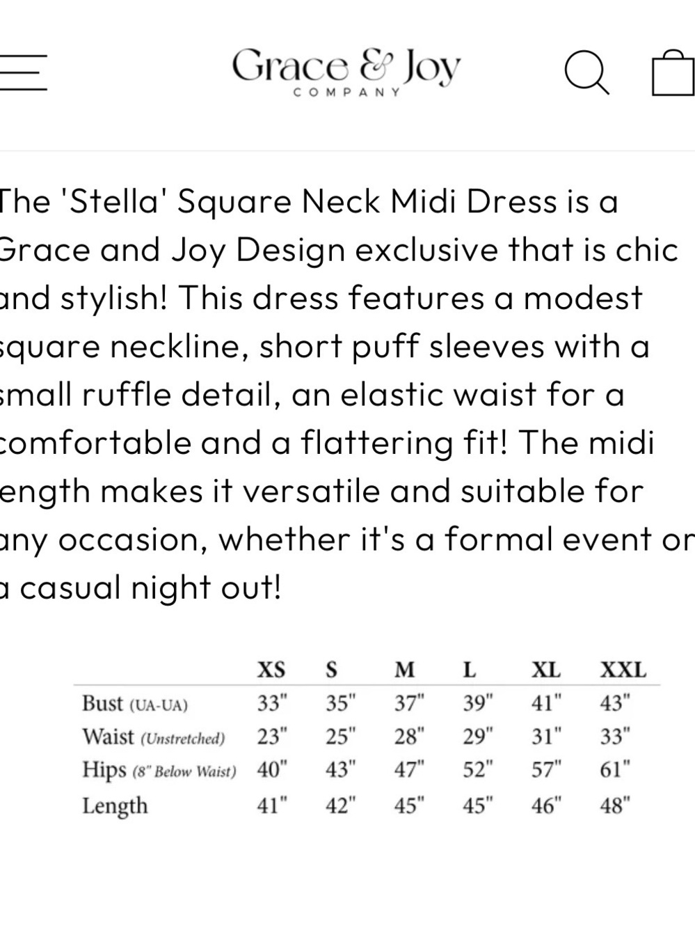Floral 'STELLA' SQUARE NECK MIDI DRESS Grace and Joy - Picture 8 of 9